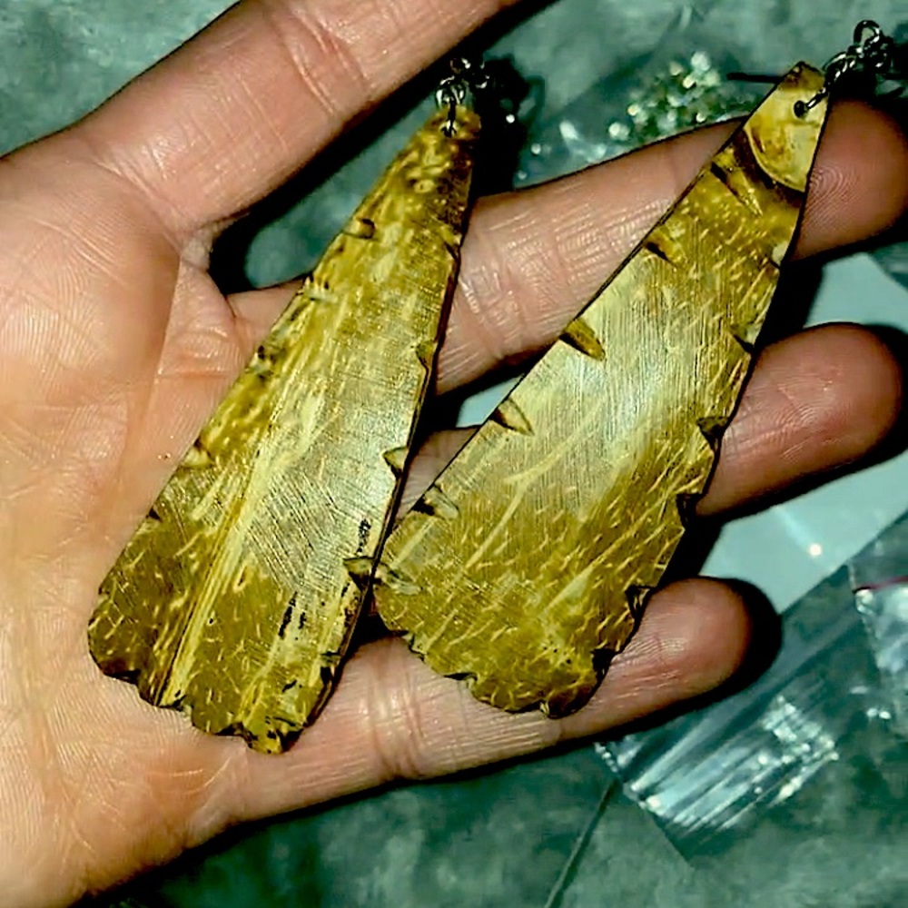 Wooden Dangly Earrings